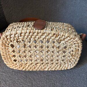 JCREW Straw crossbody purse w leather shoulder strap